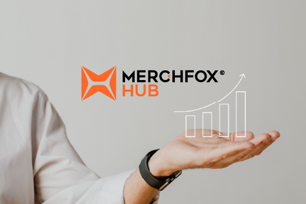 A dynamic dashboard interface of MerchFoxHub showing global sales analytics, fulfillment status, and inventory management. The interface displays a world map with connection points representing international sales and shipping routes.